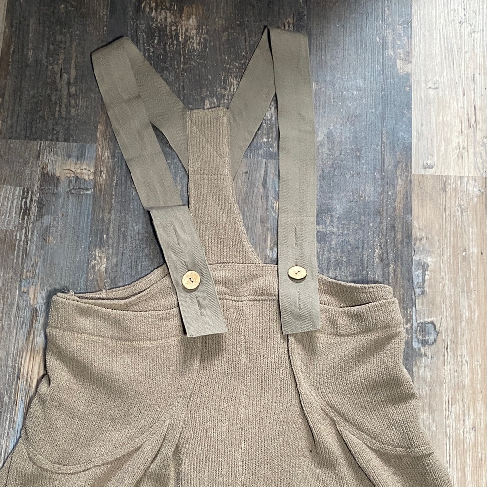 Free People Beach wide leg knit suspender pants